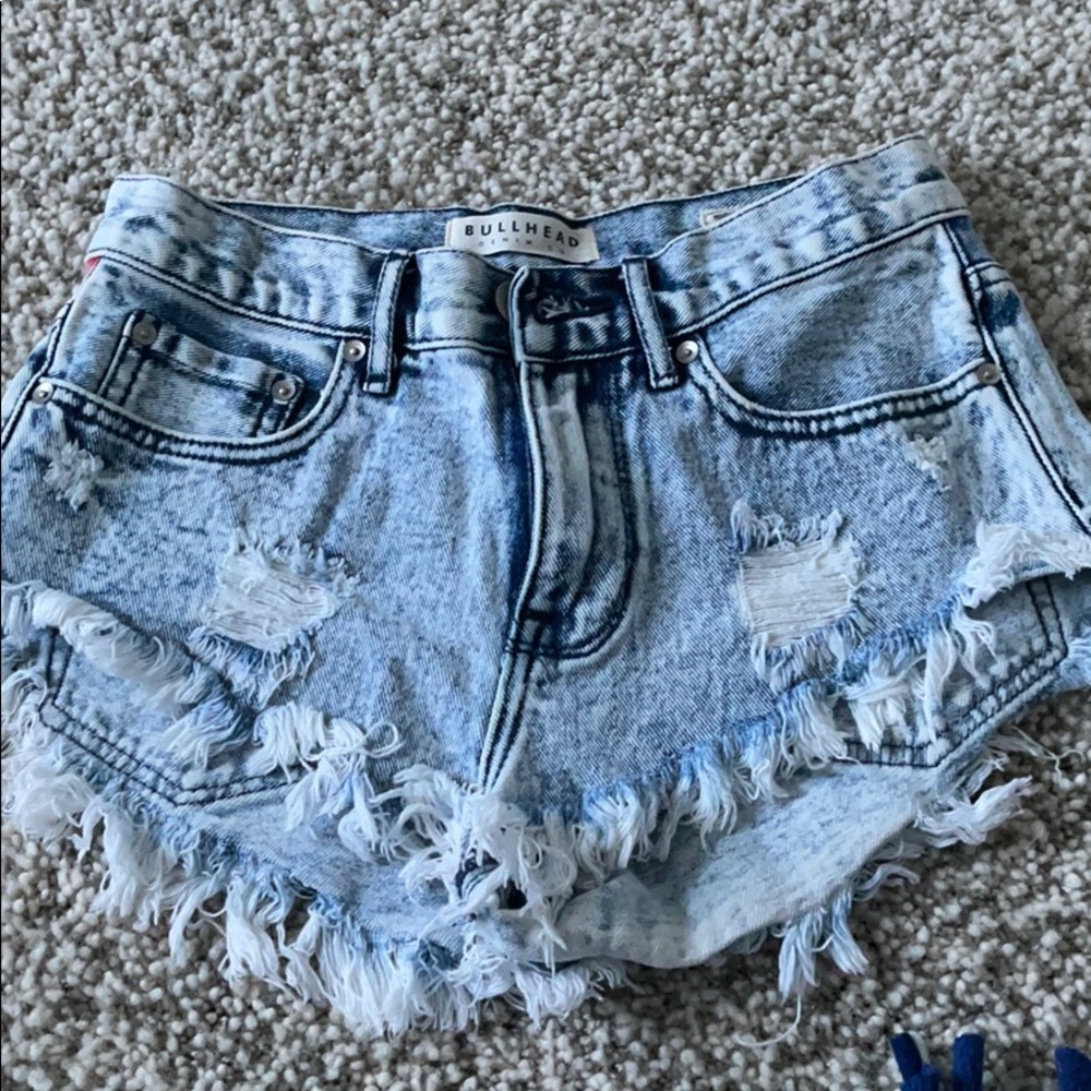 American flag jean shorts (design on back)